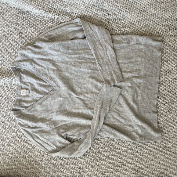 Gray V-Neck Sweater - Picture 1 of 2